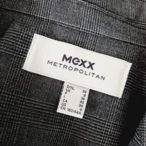 MEXX Metropolitan Plaid Blazer Jacket Grey Sz 4 - Picture 8 of 9